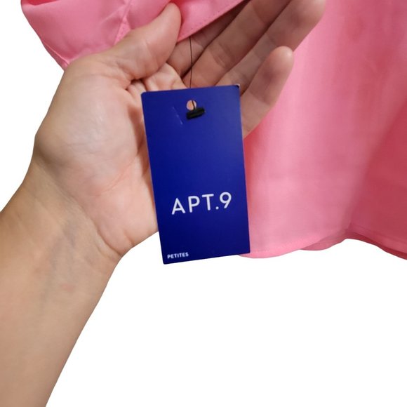 APT 9. Pink Long Sleeve Button Up Collared Shirt Women's Petite Medium PM 1045 - Picture 8 of 8